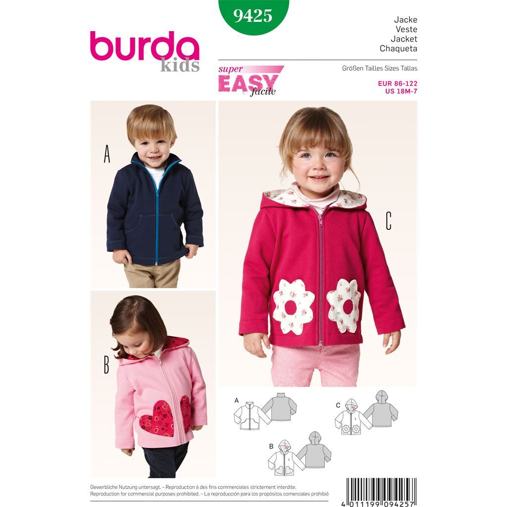 Burda Style B9425 Toddlers Sewing Pattern 9425 Image 1 From Patternsandplains.com