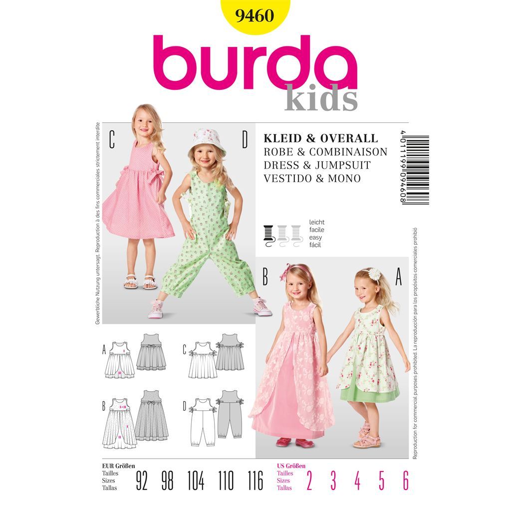 Burda Style B9460 Dress and Jumpsuit Sewing Pattern 9460 Image 1 From Patternsandplains.com