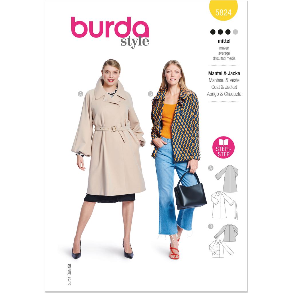 Burda Style Pattern 5824 Misses Jacket and Coat B5824 Image 1 From Patternsandplains.com