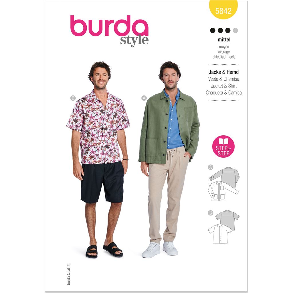 Burda Style Pattern 5842 Mens Shirt B5842 Image 1 From Patternsandplains.com