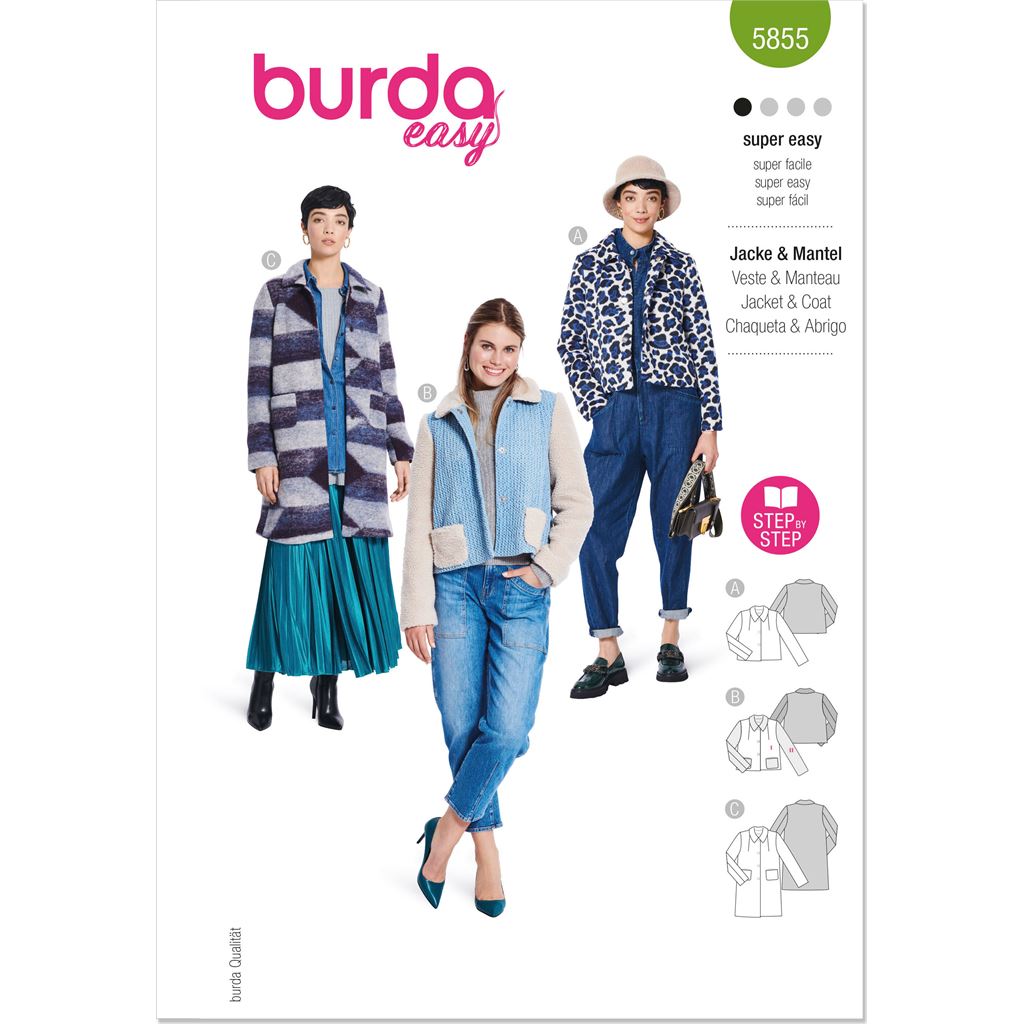 Burda Style Pattern 5855 Misses Jacket and Coat B5855 Image 1 From Patternsandplains.com