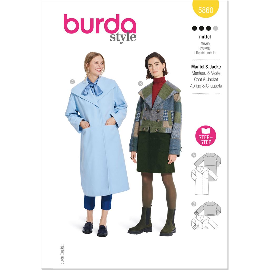 Burda Style Pattern 5860 Misses Jacket and Coat B5860 Image 1 From Patternsandplains.com