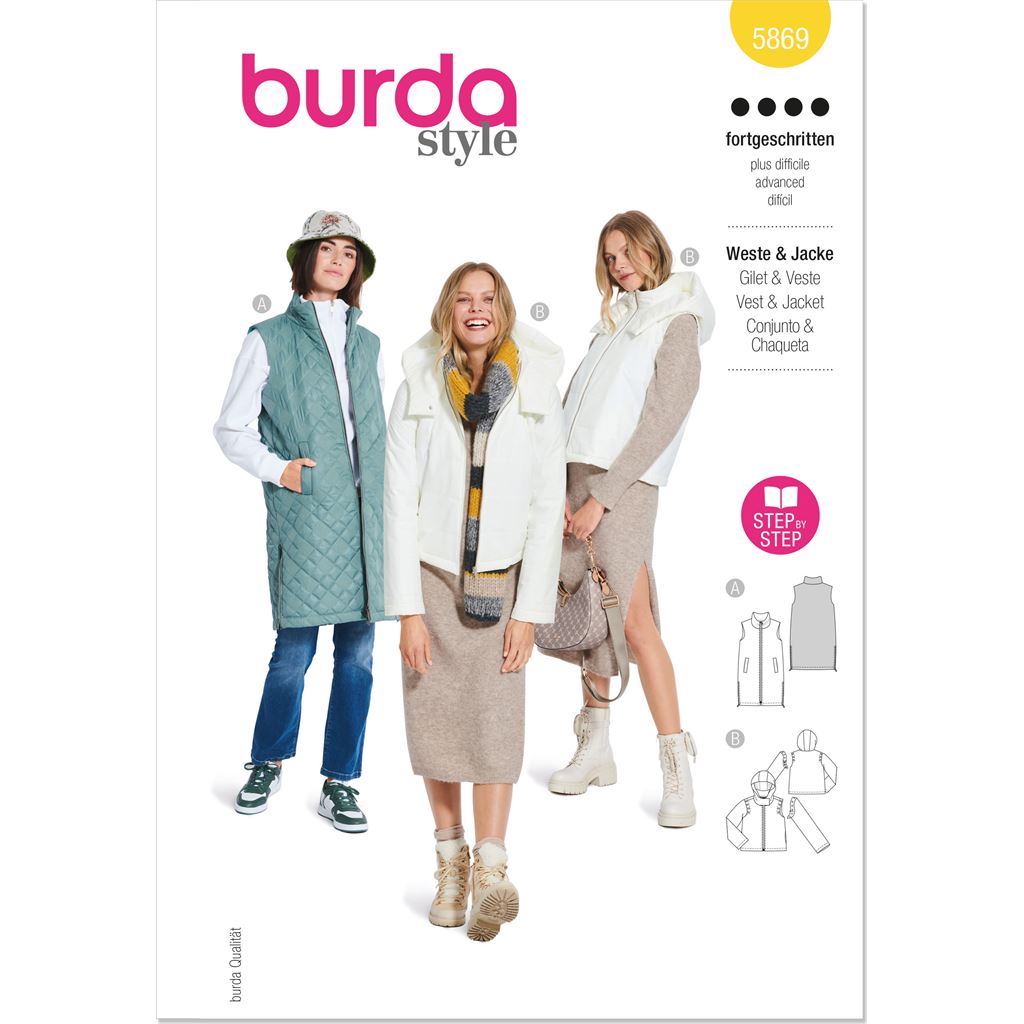 Burda Style Pattern 5869 Misses Waistcoat Vest and Jacket B5869 Image 1 From Patternsandplains.com