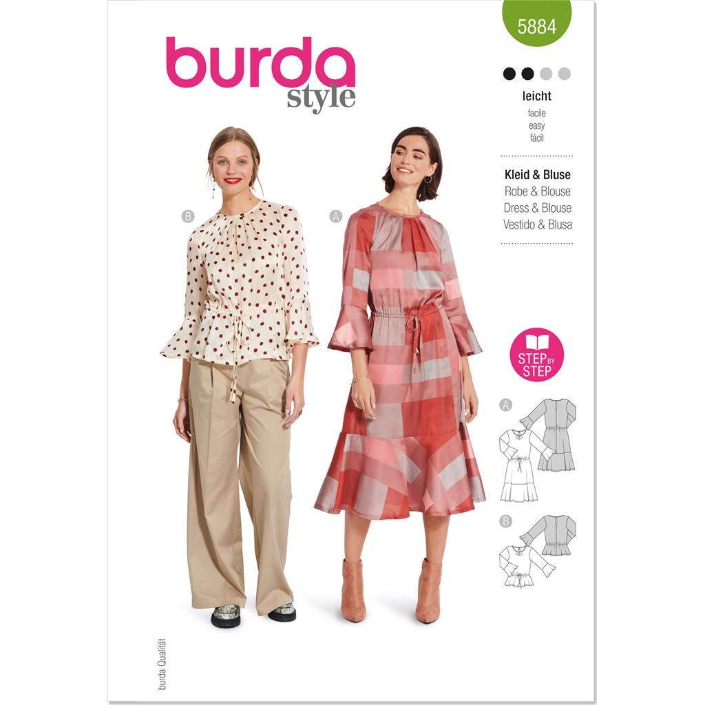 Burda Style Pattern 5884 Misses Blouse and Dress B5884 Image 1 From Patternsandplains.com