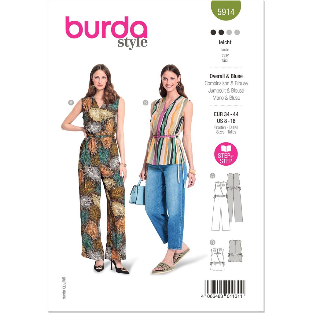 Burda Style Pattern 5914 Misses Jumpsuit and Top B5914 Image 1 From Patternsandplains.com