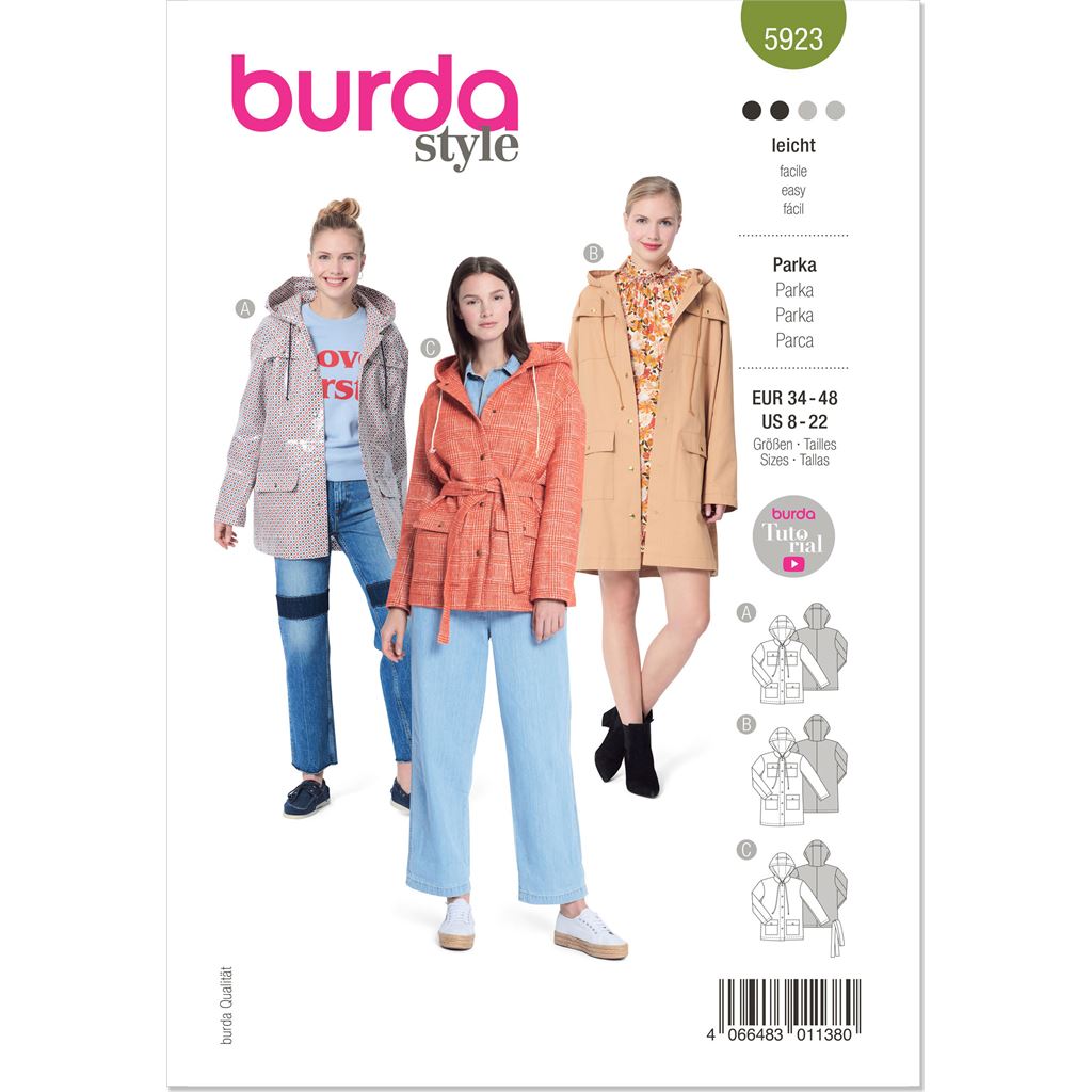 Burda Style Pattern 5923 Misses Parka B5923 Image 1 From Patternsandplains.com