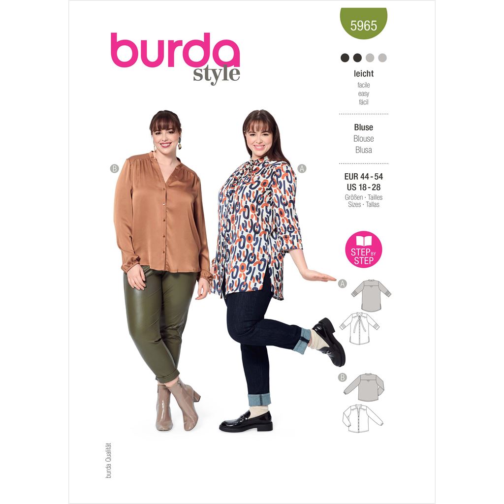 Burda Style Pattern 5965 Misses Blouse with Shoulder Yoke and Stand Collar B5965 Image 1 From Patternsandplains.com