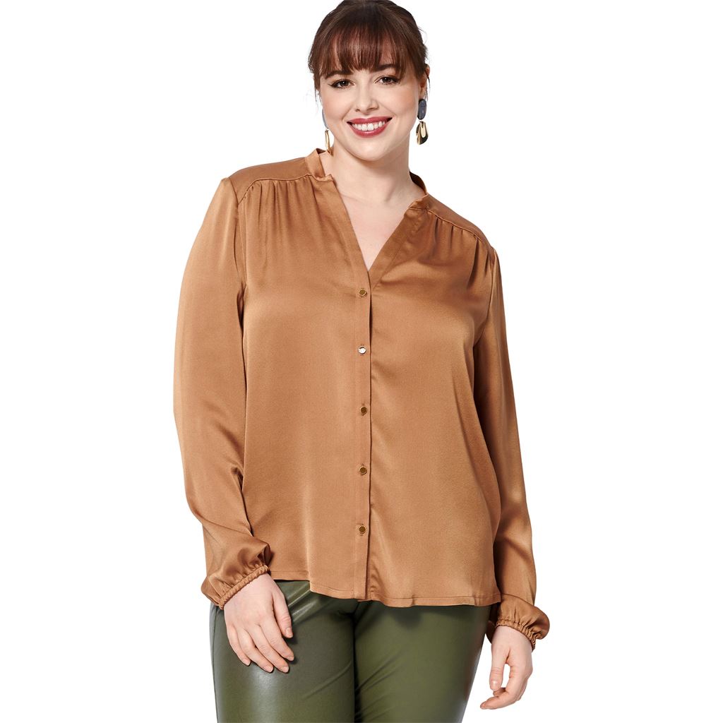 Burda Style Pattern 5965 Misses Blouse with Shoulder Yoke and Stand Collar B5965 Image 3 From Patternsandplains.com