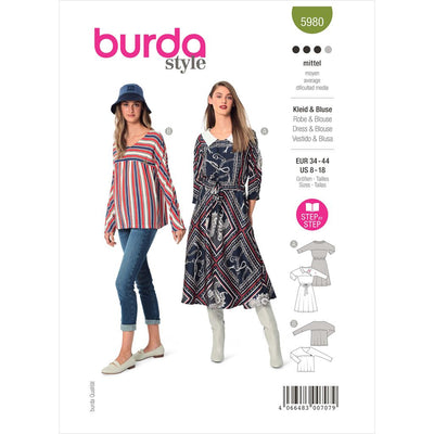 Burda Style Pattern 5980 Misses Dress and Blouse B5980 Image 1 From Patternsandplains.com