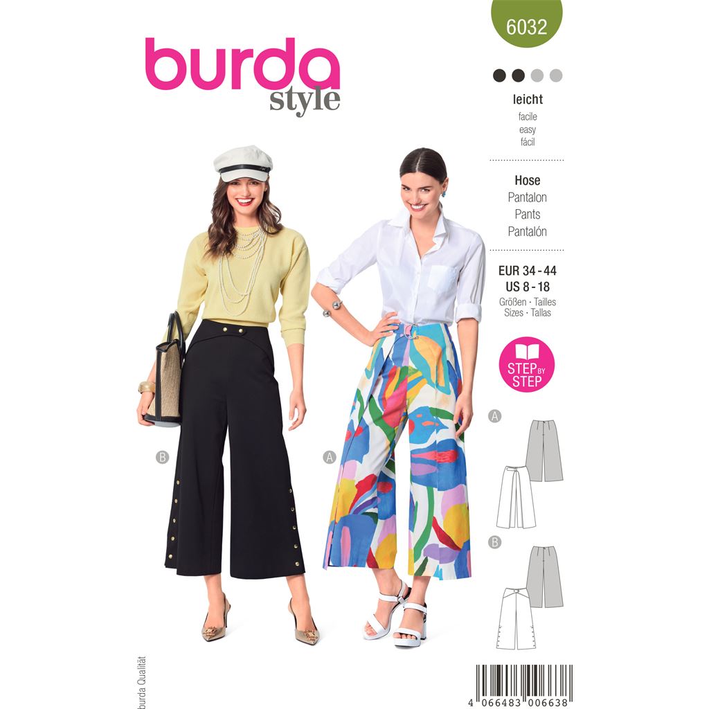 Burda Style Pattern 6032 Misses Culottes B6032 Image 1 From Patternsandplains.com