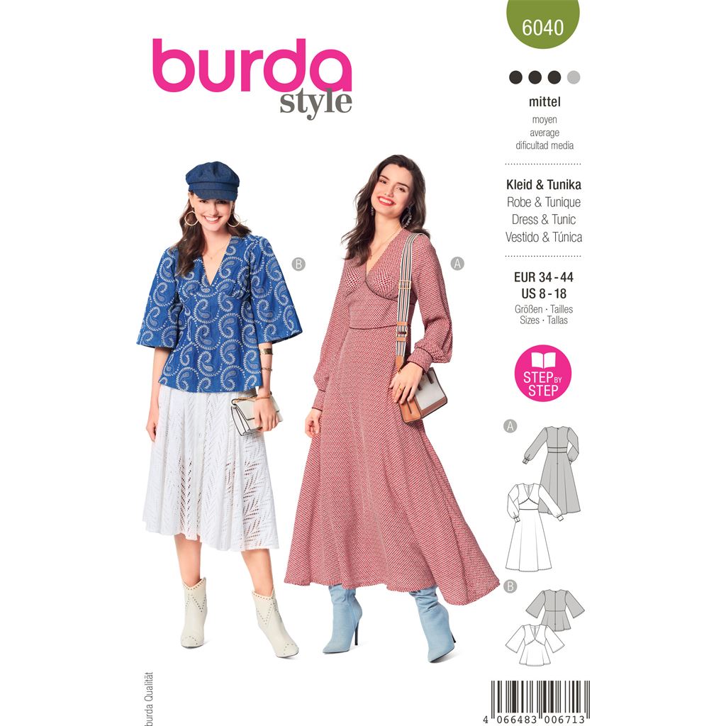 Burda Style Pattern 6040 Misses Dress and Blouse B6040 Image 1 From Patternsandplains.com