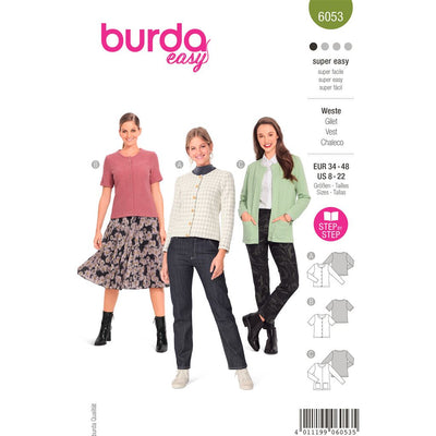 Burda Style Pattern 6053 Misses Cardigan with Rounded Neckline B6053 Image 1 From Patternsandplains.com