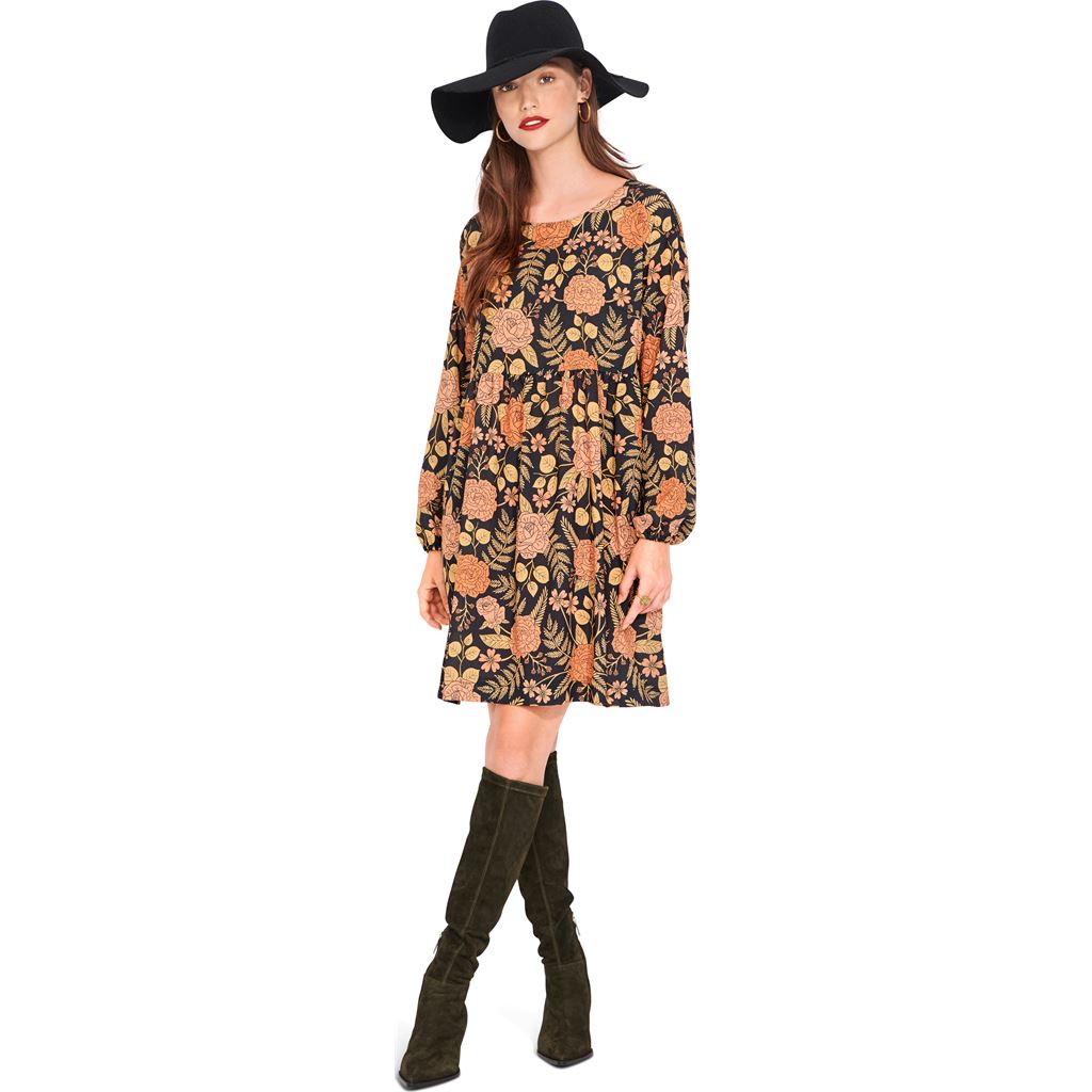 Burda Style Pattern 6055 Misses Dress with Gathered Skirt B6055 Image 4 From Patternsandplains.com