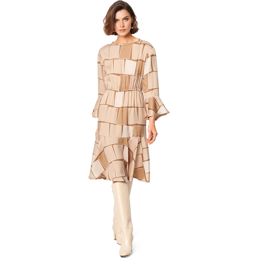 Burda Style Pattern 6060 Misses Tunic Top with Bands and Rounded Off Slits and Dress with Flounces and Elastic at Waist B6060 Image 3 From Patternsandplains.com