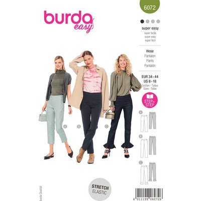 Burda Style Pattern 6072 Misses Trousers and Pants in a Narrow Cut with Side Zipper B6072 Image 1 From Patternsandplains.com