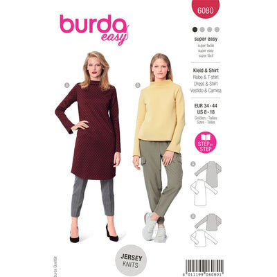 Burda Style Pattern 6080 Misses Dress Top with Integral Collar B6080 Image 1 From Patternsandplains.com