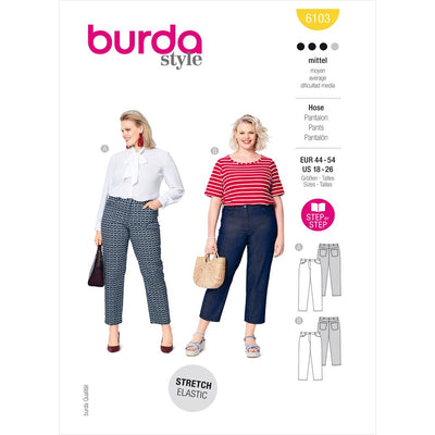 Burda Style Pattern 6103 Womens Trousers and Pants B6103 Image 1 From Patternsandplains.com