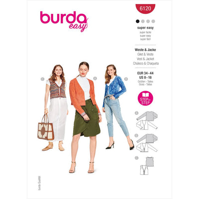 Burda Style Pattern 6120 Misses Jacket and Vest B6120 Image 1 From Patternsandplains.com
