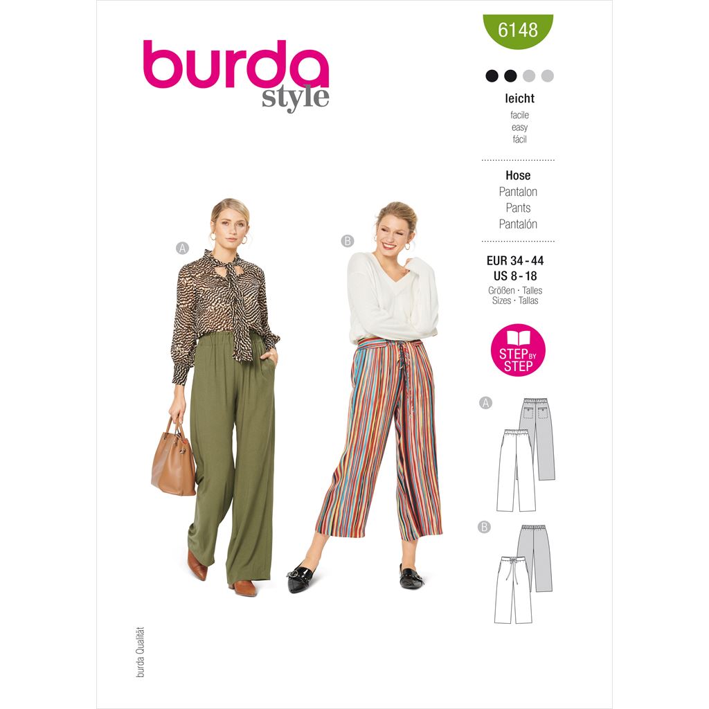 Burda Style Pattern 6148 Misses Trousers and Pants B6148 Image 1 From Patternsandplains.com