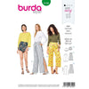 Burda Style Pattern 6199 Misses Trousers Pants Shorts Elastic Waist Hem Frills B6199 Image 1 From Patternsandplains.com