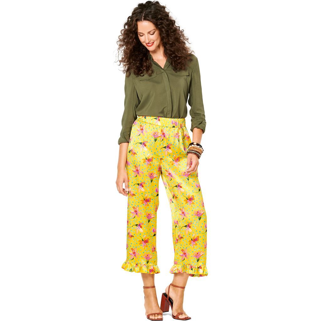 Burda Style Pattern 6199 Misses Trousers Pants Shorts Elastic Waist Hem Frills B6199 Image 2 From Patternsandplains.com