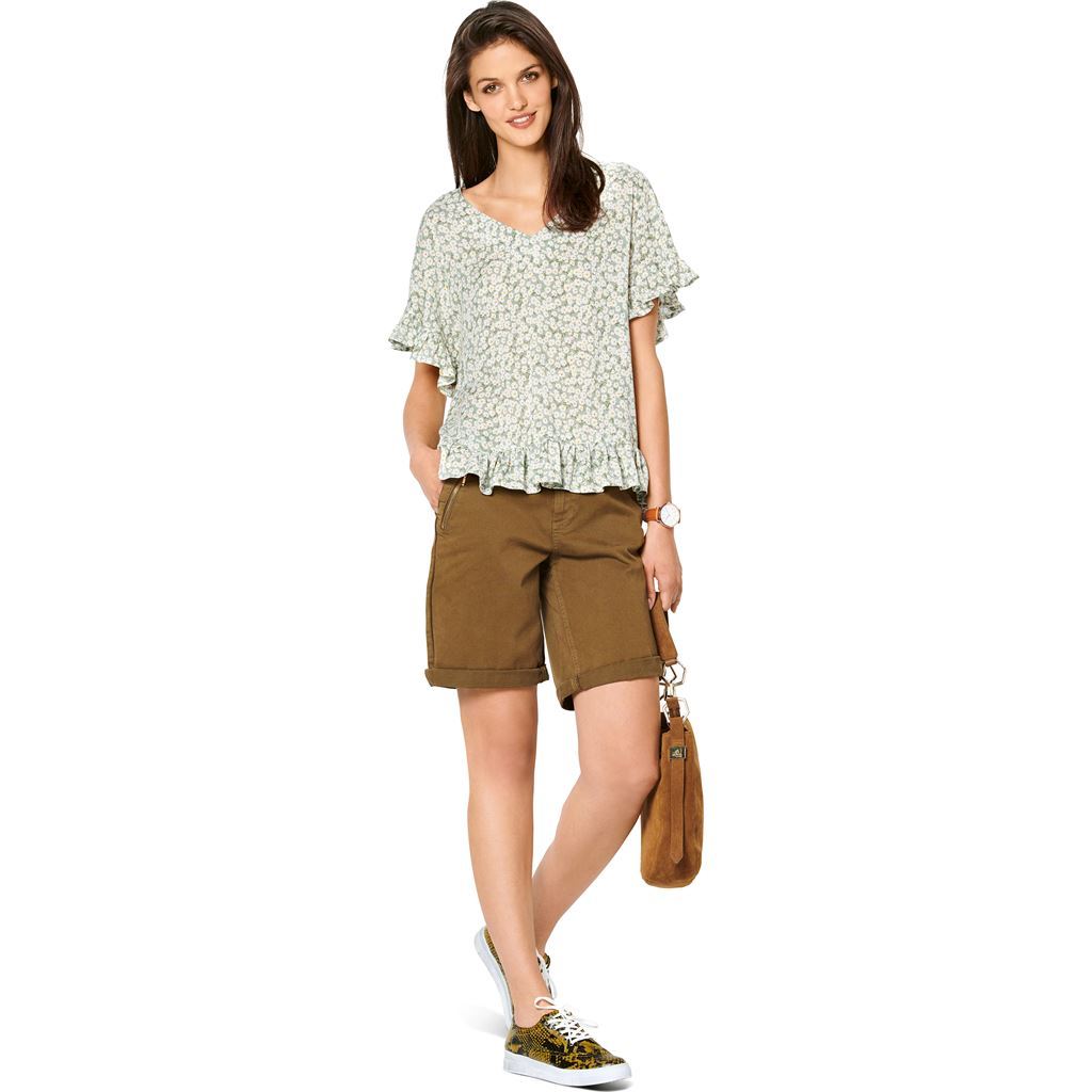 Burda Style Pattern 6204 Misses Blouse Shirt Over cut Shoulders V neck in Front or Back B6204 Image 5 From Patternsandplains.com