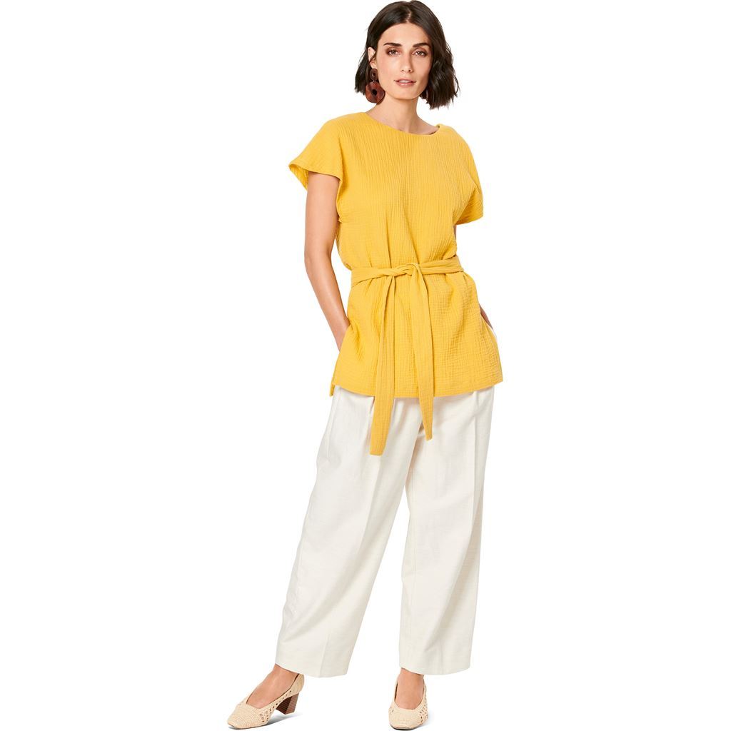 Burda Style Pattern 6204 Misses Blouse Shirt Over cut Shoulders V neck in Front or Back B6204 Image 8 From Patternsandplains.com