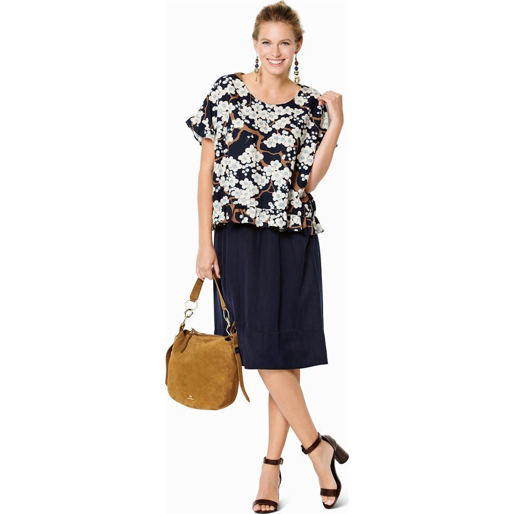 Burda Style Pattern 6243 Misses Top Round Neckline Boxy Shape Frills B6243 Image 5 From Patternsandplains.com