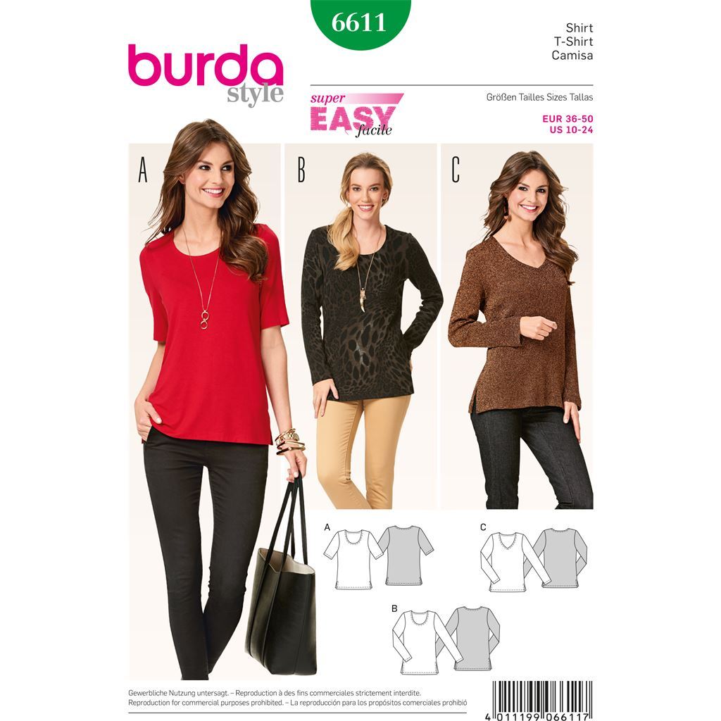 Burda Style Pattern 6611 Shirt 6611 Image 1 From Patternsandplains.com