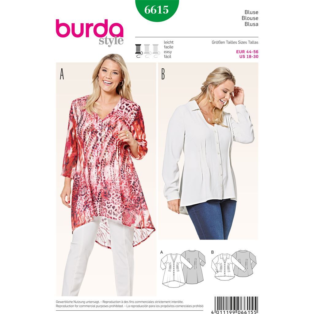 Burda Style Pattern 6615 Blouse 6615 Image 1 From Patternsandplains.com