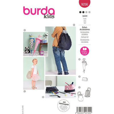 Burda Style Pattern 9256 School Cone Pencil Case and Gym Bag B9256 Image 1 From Patternsandplains.com