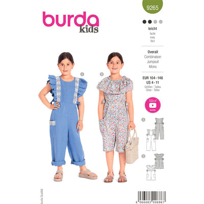 Burda Style Pattern 9265 Childrens Overalls B9265 Image 1 From Patternsandplains.com