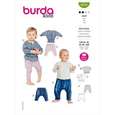 Burda Style Pattern 9278 Babies Top and Trousers or Pants B9278 Image 1 From Patternsandplains.com