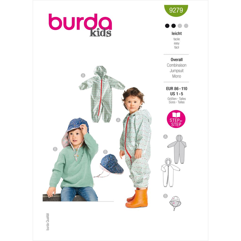 Burda Style Pattern 9279 Toddlers Onesie and Hat B9279 Image 1 From Patternsandplains.com