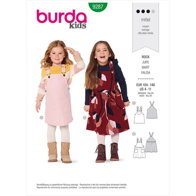 Burda Style Pattern 9287 Childrens Bibbed skirt Pinafore B9287 Image 1 From Patternsandplains.com
