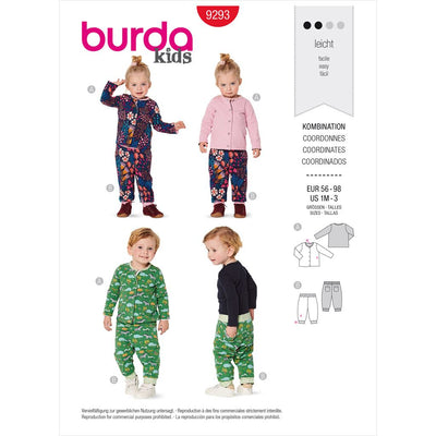 Burda Style Pattern 9293 Babies Jacket Trousers or pants Reversible B9293 Image 1 From Patternsandplains.com