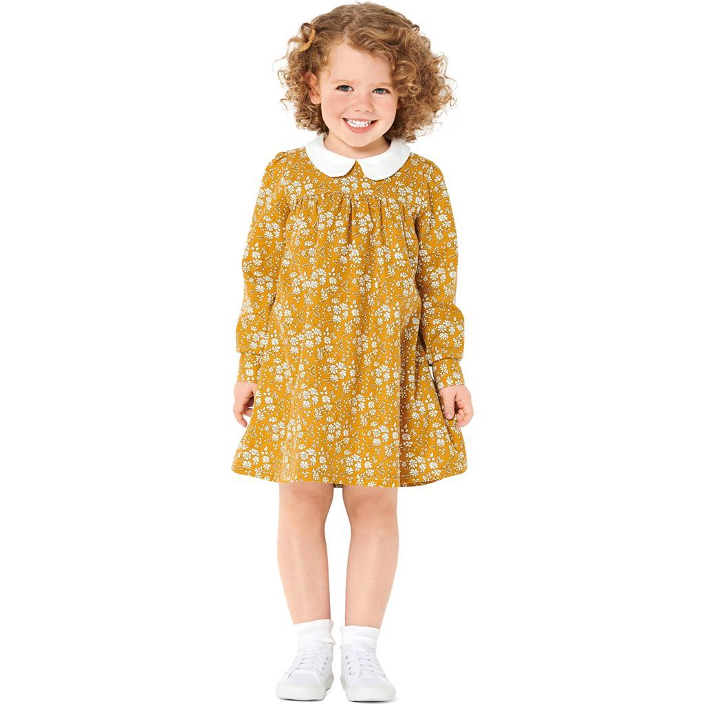 Burda Style Pattern 9305 Childrens Dress with Yoke Peter Pan Collar Hem Frill B9305 Image 2 From Patternsandplains.com