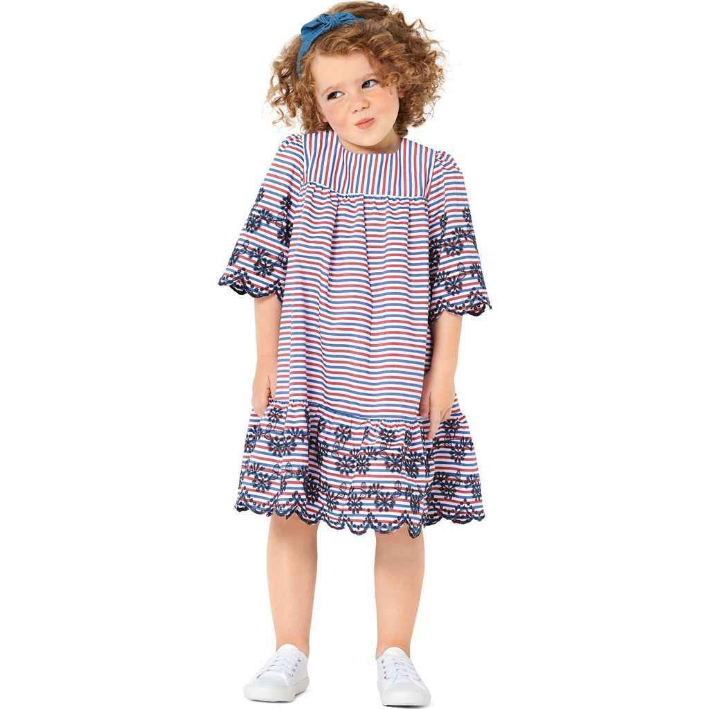 Burda Style Pattern 9305 Childrens Dress with Yoke Peter Pan Collar Hem Frill B9305 Image 5 From Patternsandplains.com