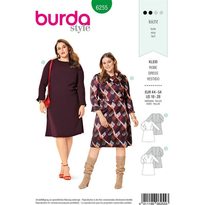 Burda Style Pattern B6255 Womens Dresses with Princess Seaming Neckline and Sleeve Variations 6255 Image 1 From Patternsandplains.com