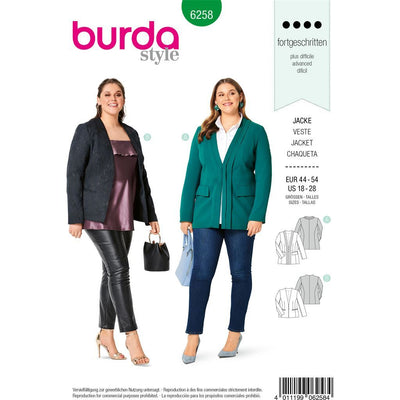 Burda Style Pattern B6258 Womens Jackets Princess Seamed and Lined 6258 Image 1 From Patternsandplains.com
