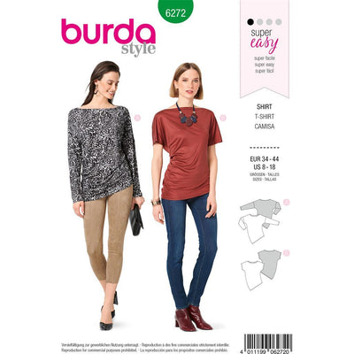 Burda Style Pattern B6272 Misses Knit Tops with Asymmetric Hemline 6272 Image 1 From Patternsandplains.com