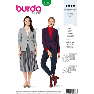 Burda Style Pattern B6273 Misses Jackets Half Lined and Designed for Stable Knits 6273 Image 1 From Patternsandplains.com