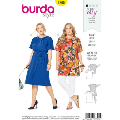 Burda Style Pattern B6305 Womens top and dress 6305 Image 1 From Patternsandplains.com