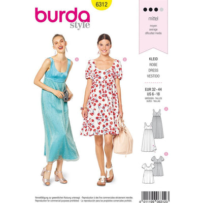 Burda Style Pattern B6312 Misses ballet neckline dress 6312 Image 1 From Patternsandplains.com