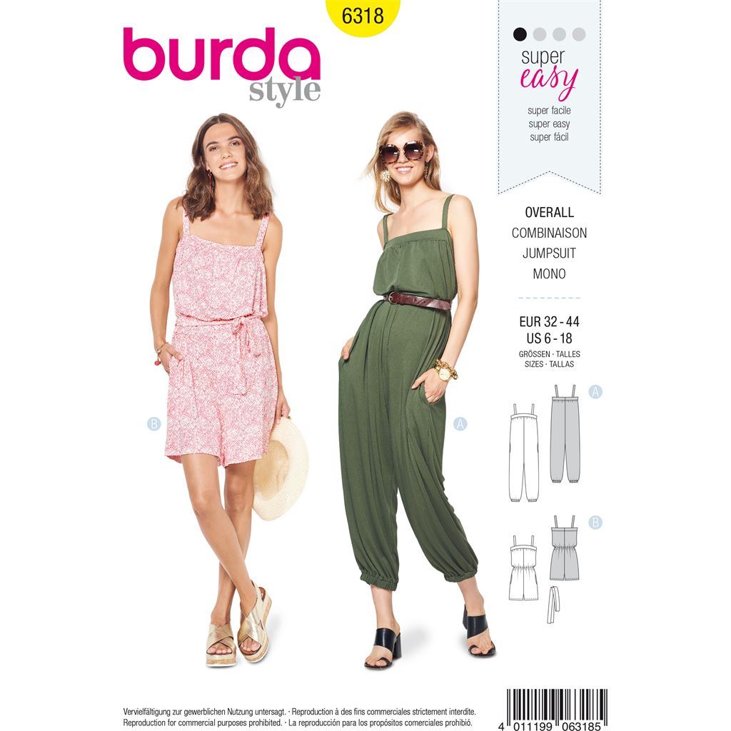Burda Style Pattern B6318 Misses jumpsuit 6318 Image 1 From Patternsandplains.com