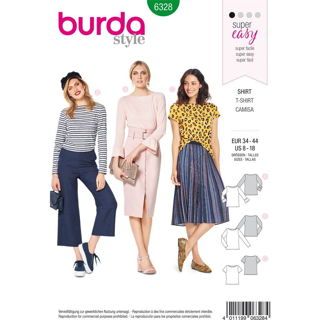 Burda Style Pattern B6328 Misses top with boat neckline 6328 Image 1 From Patternsandplains.com