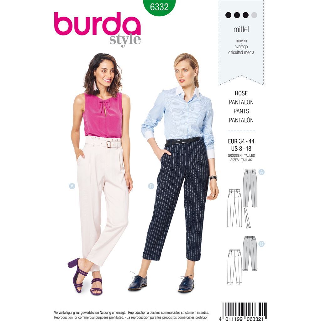 Burda Style Pattern B6332 Misses highwaisted pants 6332 Image 1 From Patternsandplains.com