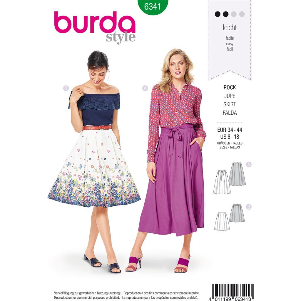 Burda Style Pattern B6341 Misses inverted pleat skirt 6341 Image 1 From Patternsandplains.com