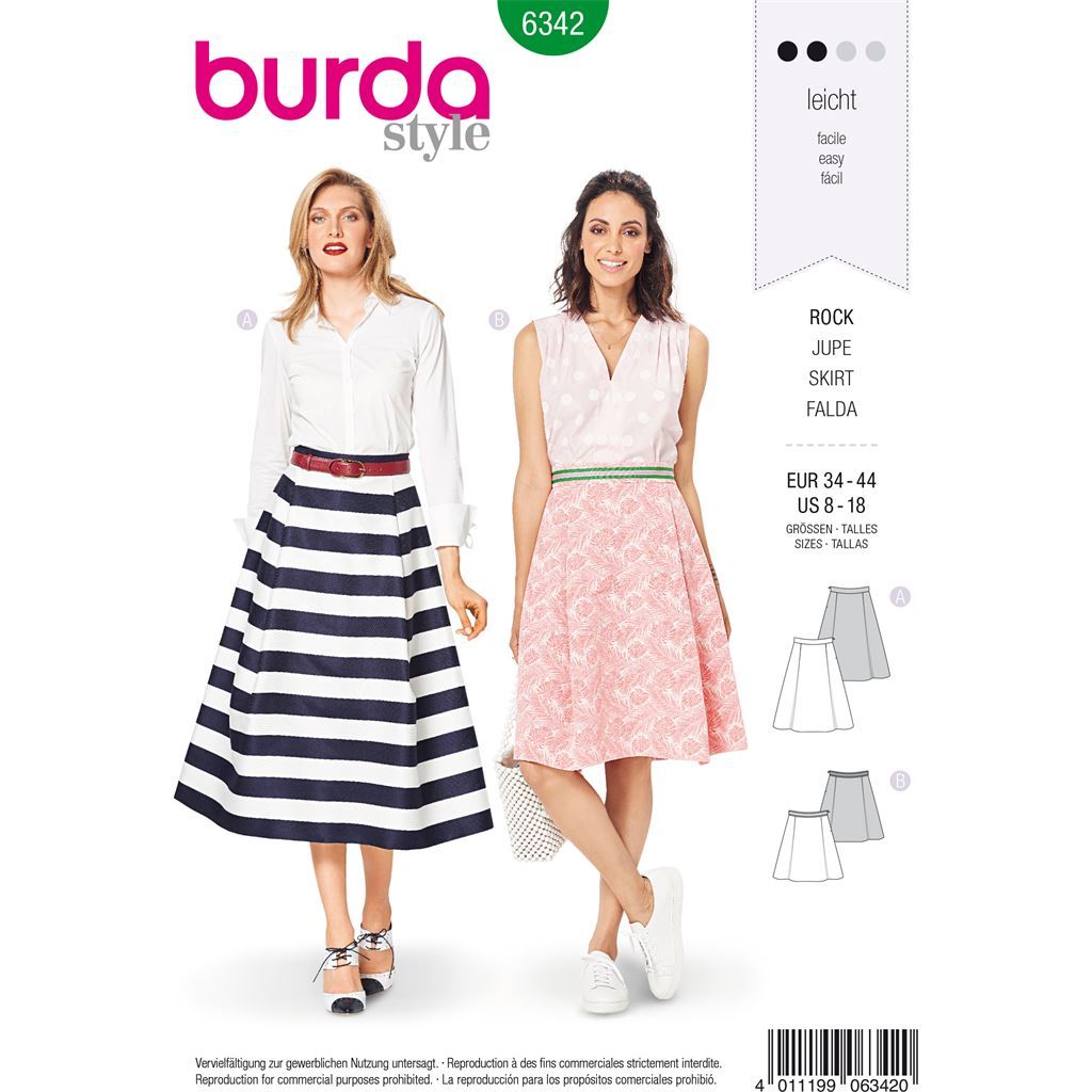 Burda Style Pattern B6342 Misses side pleat skirt 6342 Image 1 From Patternsandplains.com
