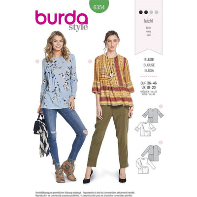 Burda Style Pattern B6354 Womens Blouse 6354 Image 1 From Patternsandplains.com